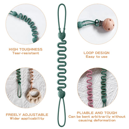Fashion Baby Silicone Pacifier Chain, 1/4 Pcs Soft Elastic Toy Straps