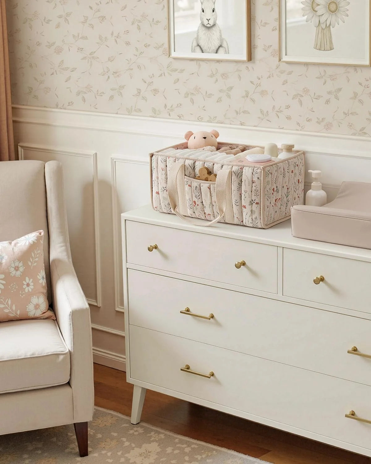 Diaper Caddy Organizer, Stylish Nursery Storage Basket, Gift for Baby