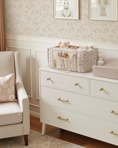 Diaper Caddy Organizer, Stylish Nursery Storage Basket, Gift for Baby