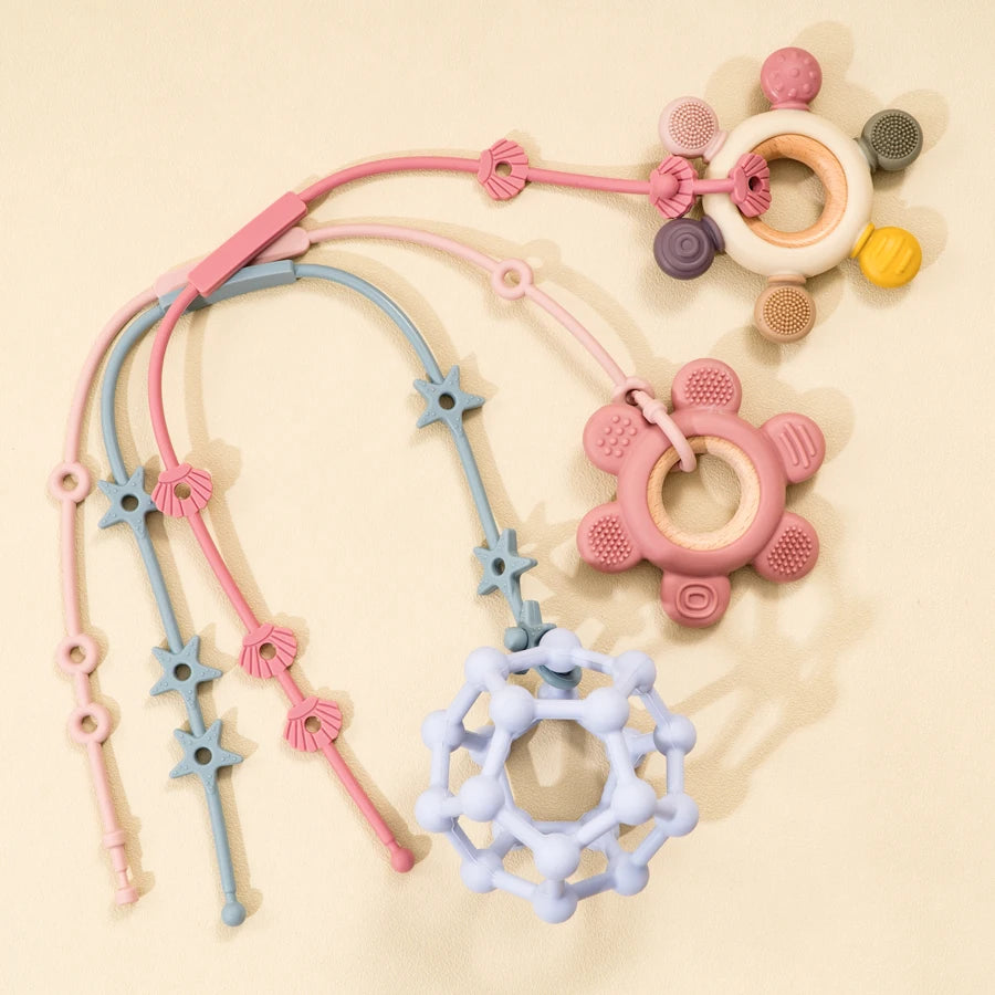 Color Kids 3PC Silicone Pacifier Clips Solid Color Pacifier Chain