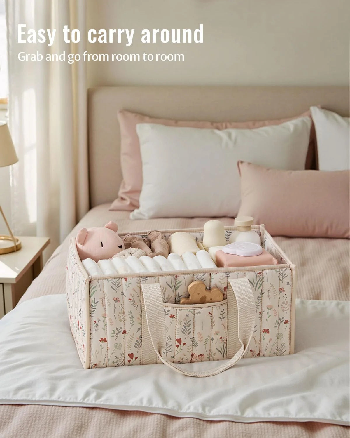 Diaper Caddy Organizer, Stylish Nursery Storage Basket, Gift for Baby