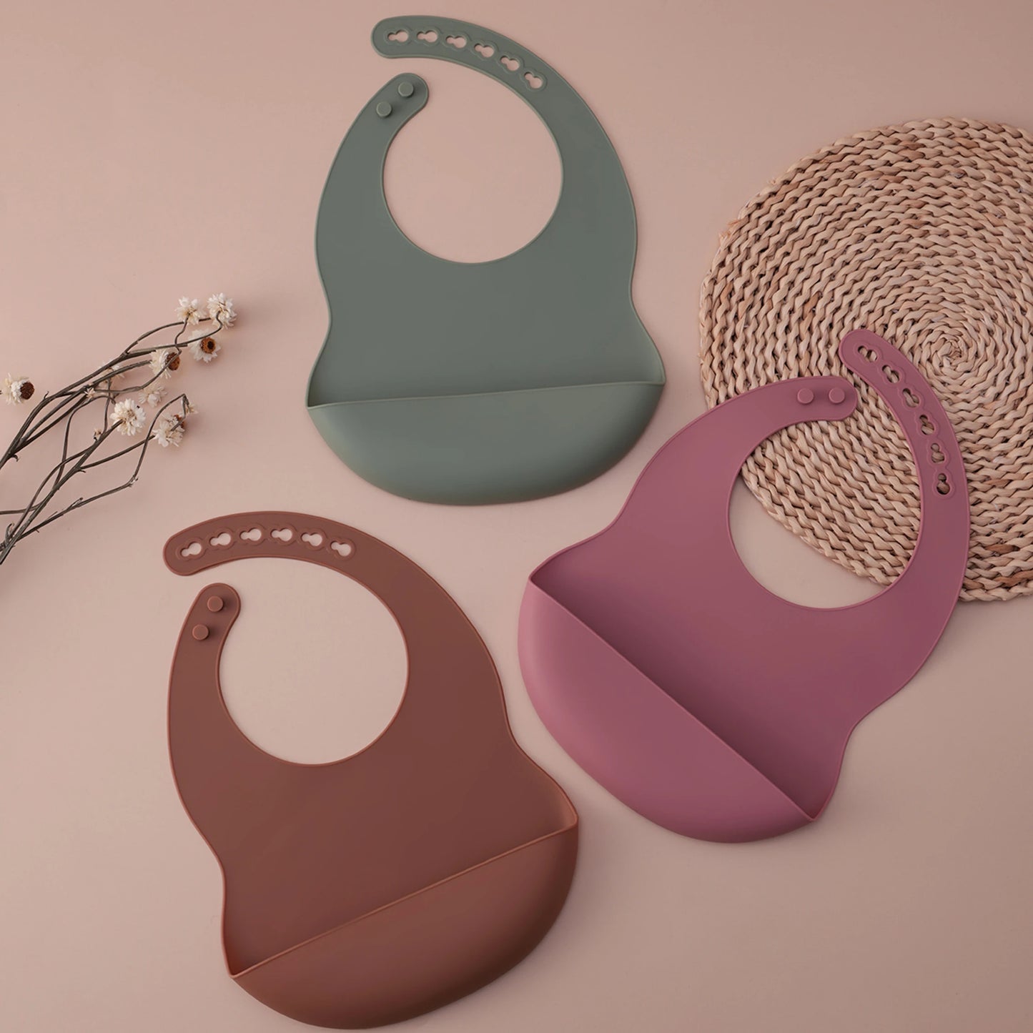 Color Kids 1PCS Silicone Baby Bib Adjustable Waterproof Feeding Bib