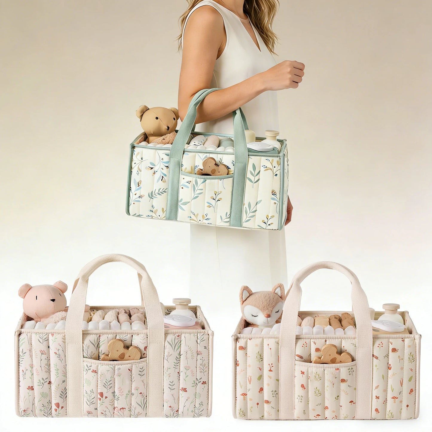 Diaper Caddy Organizer, Stylish Nursery Storage Basket, Gift for Baby