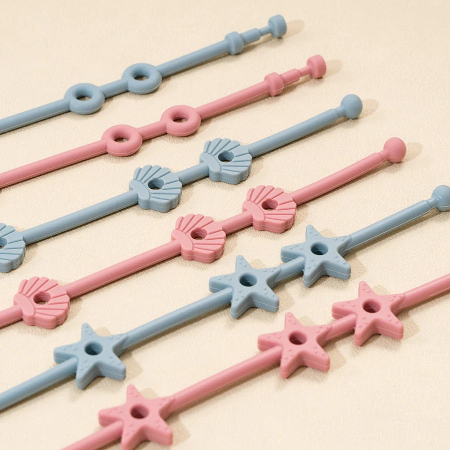 Color Kids 3PC Silicone Pacifier Clips Solid Color Pacifier Chain